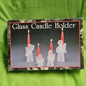 CLOVER Vintage Christmas FROSTED GLASS Musicians ANGELS Candle Holders 1990's